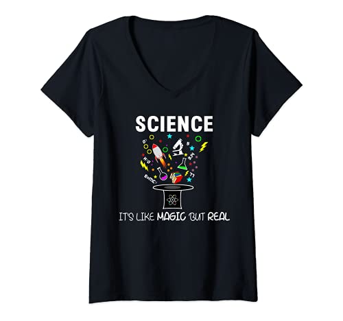 Damen Science Is Like Magic But Real T-Shirt mit V-Ausschnitt Damen Science Is Like Magic But Real T-Shirt mit V-Ausschnitt von Chemie Physik Wissenschaft Nerd