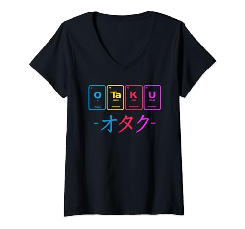 Damen Otaku Chemistry Scientist Anime Lover Manga Fan Science T-Shirt mit V-Ausschnitt Damen Otaku Chemistry Scientist Anime Lover Manga Fan Science T-Shirt mit V-Ausschnitt von Chemiestudenten Berufschemiker Lehrkräfte