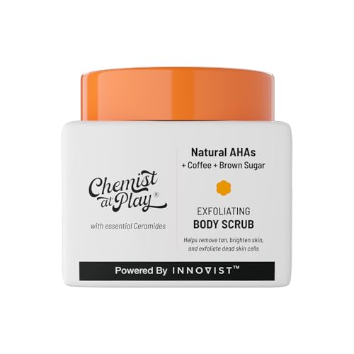 Chemist at Play Exfoliating Body Scrub for Removing Tan & Dead Skin Cells Rough & Bumpy Skin, Tanned & Pigmented Skin for Smooth, Soft & Bright Skin Natural AHAs Coffee for Men & Women 75gm von Chemist at Play