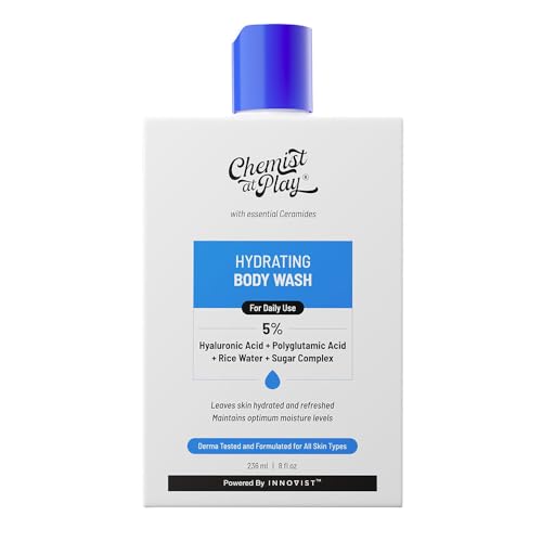 Chemist at Play Hydrating Body Wash | With 5% Hyaluronic Acid Bodywash for Intense Hydration | Reduces Flakes & Itchiness | For Dry Skin | Polyglutamic Acid & Hyaluronic Acid | For Women & Men | 236ml von Chemist at Play