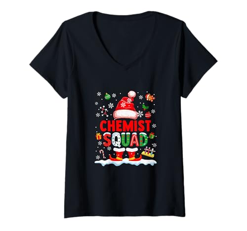Damen Chemist Squad Men Job Christmas Santa Kostüm Fliege T-Shirt mit V-Ausschnitt Damen Chemist Squad Men Job Christmas Santa Kostüm Fliege T-Shirt mit V-Ausschnitt von Chemistry Christmas Costume