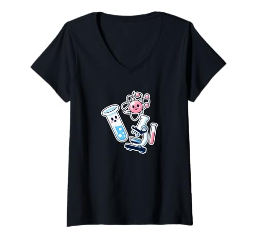 Damen Kawaii Chemie T-Shirt mit V-Ausschnitt Damen Kawaii Chemie T-Shirt mit V-Ausschnitt von Chemistry Fun Chemist Kawaii