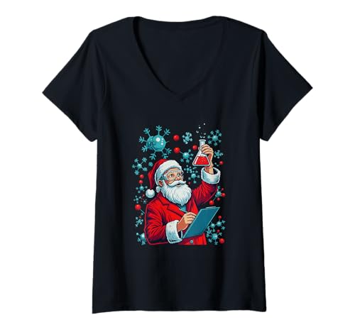 Damen Wissenschaft Weihnachten Lustiger Weihnachtsmann Chemiker Wissenschaftler Geeky Claus T-Shirt mit V-Ausschnitt Damen Wissenschaft Weihnachten Lustiger Weihnachtsmann Chemiker Wissenschaftler Geeky Claus T-Shirt mit V-Ausschnitt von Chemistry Santa Science Xmas Nerd Geek Gifts