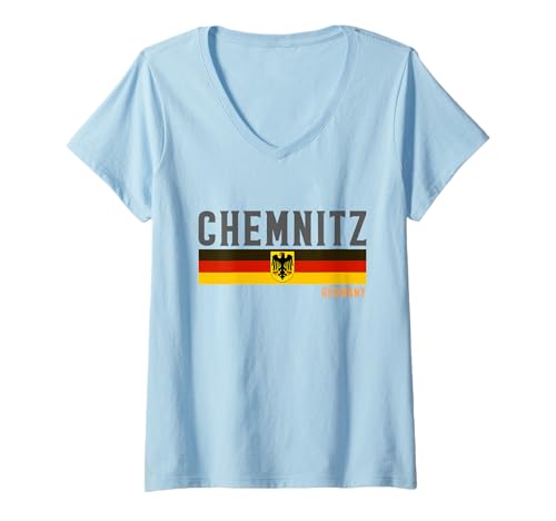 Damen Chemnitz Deutschland, Deutschland Flagge T-Shirt mit V-Ausschnitt Damen Chemnitz Deutschland, Deutschland Flagge T-Shirt mit V-Ausschnitt von Chemnitz Germany with Flag