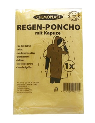 Regenponcho mit Kaputze Regen Poncho gelb (9500) von Chemoplast