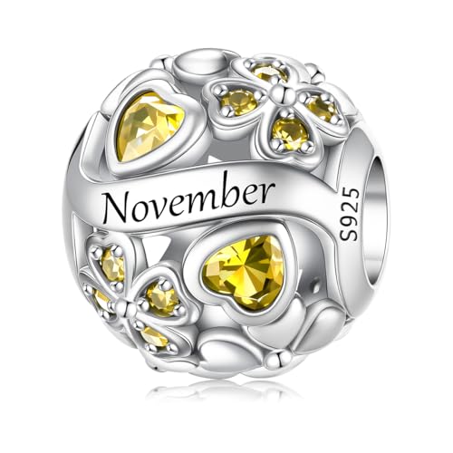 ChenYuTe 925 Sterling Silber Birthstone Charm, Mode aushöhlen Glücksklee Charms， Damen Geburtstag Urlaub Geschenk von ChenYuTe