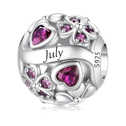 ChenYuTe 925 Sterling Silber Birthstone Charm, Mode aushöhlen Glücksklee Charms， Damen Geburtstag Urlaub Geschenk von ChenYuTe