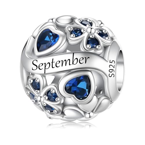 ChenYuTe 925 Sterling Silber Birthstone Charm, Mode aushöhlen Glücksklee Charms， Damen Geburtstag Urlaub Geschenk von ChenYuTe