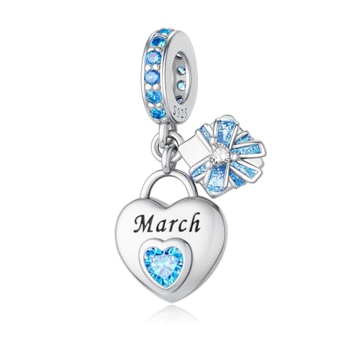 ChenYuTe 925 Sterling Silber Birthstone charms Geburtsstein - Unique Heart Shaped Design, passend für die meisten Europa Pandora Charms und Halsketten, Frauen DIY Urlaub Geschenke von ChenYuTe