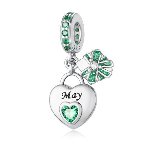 ChenYuTe 925 Sterling Silber Birthstone charms Geburtsstein - Unique Heart Shaped Design, passend für die meisten Europa Pandora Charms und Halsketten, Frauen DIY Urlaub Geschenke von ChenYuTe