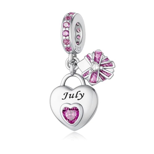 ChenYuTe 925 Sterling Silber Birthstone charms Geburtsstein - Unique Heart Shaped Design, passend für die meisten Europa Pandora Charms und Halsketten, Frauen DIY Urlaub Geschenke von ChenYuTe