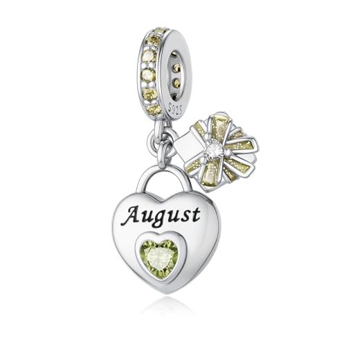 ChenYuTe 925 Sterling Silber Birthstone charms Geburtsstein - Unique Heart Shaped Design, passend für die meisten Europa Pandora Charms und Halsketten, Frauen DIY Urlaub Geschenke von ChenYuTe