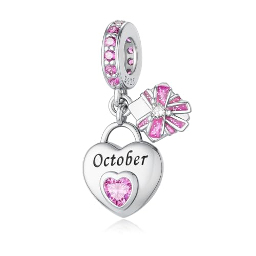 ChenYuTe 925 Sterling Silber Birthstone charms Geburtsstein - Unique Heart Shaped Design, passend für die meisten Europa Pandora Charms und Halsketten, Frauen DIY Urlaub Geschenke von ChenYuTe