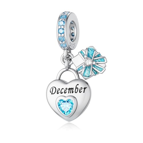 ChenYuTe 925 Sterling Silber Birthstone charms Geburtsstein - Unique Heart Shaped Design, passend für die meisten Europa Pandora Charms und Halsketten, Frauen DIY Urlaub Geschenke von ChenYuTe