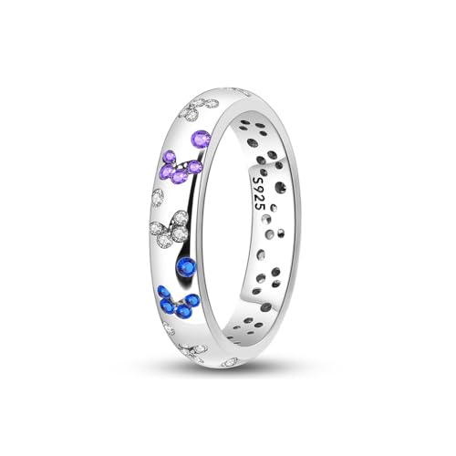 ChenYuTe 925 Sterling Silber Einfache Elegante Persönlichkeit Damen Ring Tägliche Party Hochzeit Tragen Bunte Quadratische Kristall Zirkonia/Stapelbar Vintage Ring Größe 6-9 von ChenYuTe