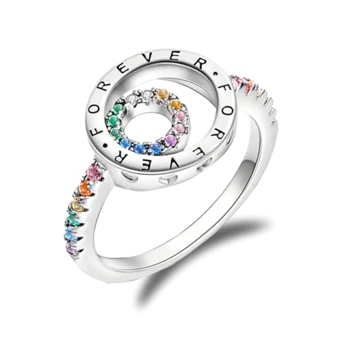 ChenYuTe 925 Sterling Silber Einfache Elegante Persönlichkeit Damen Ring Tägliche Party Hochzeit Tragen Bunte Quadratische Kristall Zirkonia/Stapelbar Vintage Ring Größe 6-9 von ChenYuTe