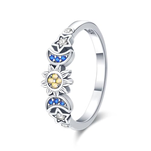 ChenYuTe 925 Sterling Silber Einfache Elegante Persönlichkeit Damen Ring Tägliche Party Hochzeit Tragen Bunte Quadratische Kristall Zirkonia/Stapelbar Vintage Ring Größe 6-9 von ChenYuTe