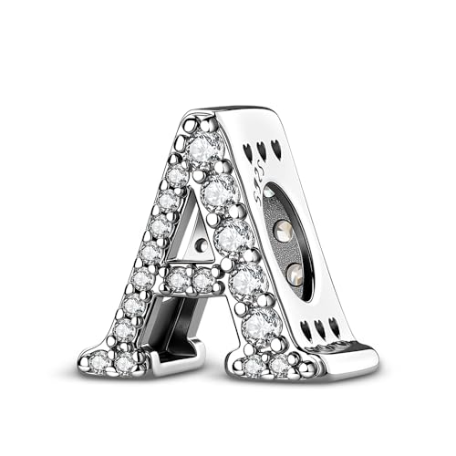 ChenYuTe 925 Sterling Silber Letter Charm A~Z 5A Zirkon Buchstaben Charms Bead Alphabet-Charm Kompatibel mit europäischen Armbänder und Halsketten von ChenYuTe