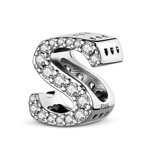 ChenYuTe 925 Sterling Silber Letter Charm A~Z 5A Zirkon Buchstaben Charms Bead Alphabet-Charm Kompatibel mit europäischen Armbänder und Halsketten von ChenYuTe