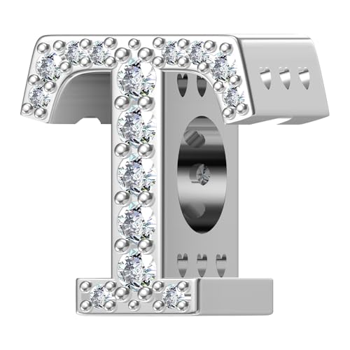 ChenYuTe 925 Sterling Silber Letter Charm A~Z 5A Zirkon Buchstaben Charms Bead Alphabet-Charm Kompatibel mit europäischen Armbänder und Halsketten von ChenYuTe