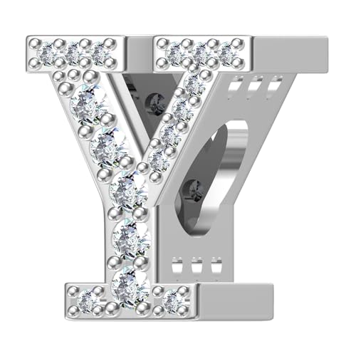 ChenYuTe 925 Sterling Silber Letter Charm A~Z 5A Zirkon Buchstaben Charms Bead Alphabet-Charm Kompatibel mit europäischen Armbänder und Halsketten von ChenYuTe