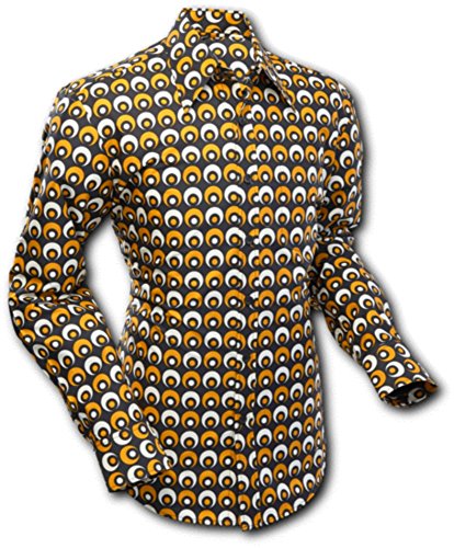 Chenaski 70er Jahre Hemd, Eyeball Black-Yellow-Creme Size S von Chenaski