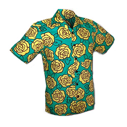 Chenaski Kurzarmhemd Outlined Roses Turquoise-Yellow Größe M Chenaski Kurzarmhemd Outlined Roses Turquoise-Yellow Größe M von Chenaski