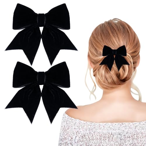 Haarspange mit Schleife, französische Haarspangen mit Schleife, weiches Satin, seidige Haarschleifen für Damen und Mädchen, 2 Stück (A) von Chencunquangod
