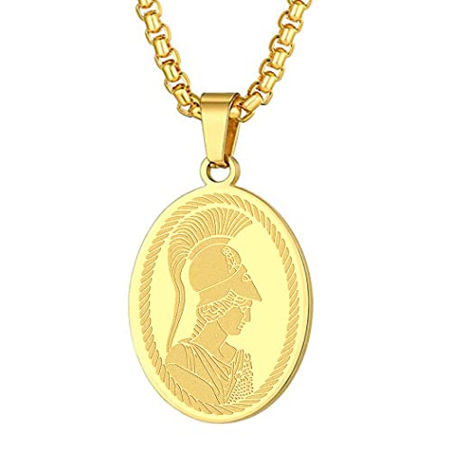 Athena die Göttin der Weisheit Krieg Anhänger Halskette für Frauen Männer Griechische Mythologie Charm Choker Kette Schutz Wächter Medaillon Amulette Schmuck Geschenk (212G) von Chengxun