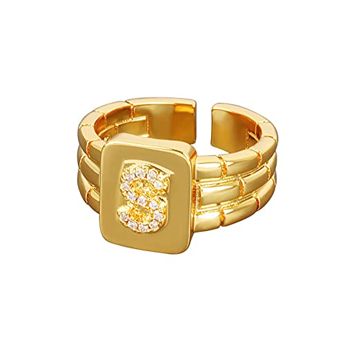 Chengxun Englischer Buchstabe S Ring kreative Persönlichkeit 26 Buchstaben Öffnung verstellbar Ring Stapelzubehör für Frauen von Chengxun