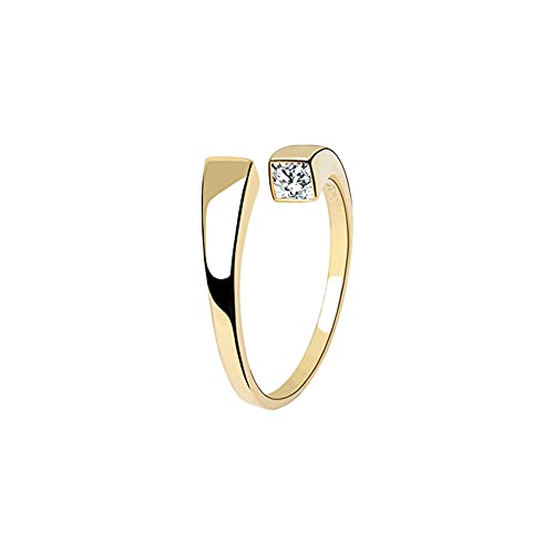 chengxun Minimalistischer offener Ring mit falschen Kanten und eingelegten Zirkonia, für Damen, Party, All-Match-Ring für Freunde, Kristall, Zirkonia von Chengxun