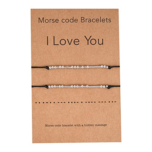Chengxun Morsecode Armband Edelstahl Perlen Handgewebtes Ich Liebe Dich Paar Armband für Damen und Herren von Chengxun