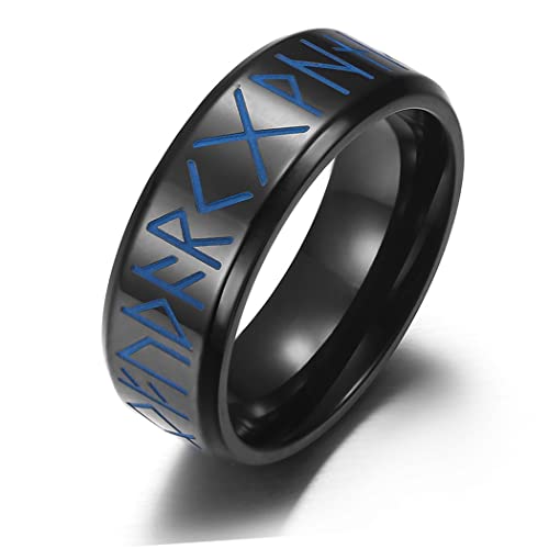 Chengxun Nordic Valknut Wikinger Spinner Ringe für Männer und Frauen Drehbares Band Norse Runen Fidget Ring für Angst Edelstahl Herren Ringe (US-Größe: 9), Nicht-Edelstein, Kein edelstein von Chengxun