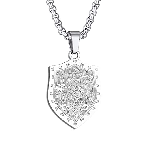 Drachen Halskette für Männer Frauen Geflügelter Drache Charm Anhänger Kette Unisex Schutz Wächter Medaillon Okkulter Schmuck Talisman Amulette Geschenke (213S) von Chengxun