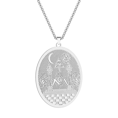 Chengxun Freimaurerei Freimaurer Anhänger Freimaurer Symbol Halskette für Mann Frauen Zwillingssäulen Boaz und Jachin Charm Kette Edelstahl Schmuck Geschenk für Ihn (208S) von Chengxun