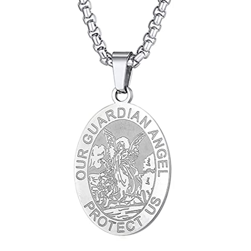 Herren Personalisiert St. Michael Anhänger Halskette das Siegel der sieben Erzengel Heiliger Michael Religiöser Medaillon Modeschmuck für Männer und Frauen Jungen Edelstahl von Chengxun