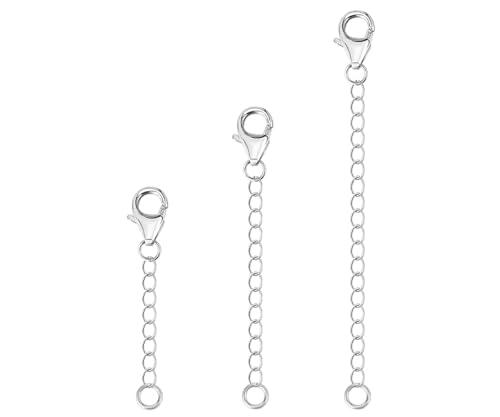 925 Sterling Silber Verlängerungskette, 3 Stück (3, 5, 8 cm), Perfekt für Halsketten und Armbänder, Verlängerungskette Halskettenverlängerung für Schmuckherstellung von Chenivesss