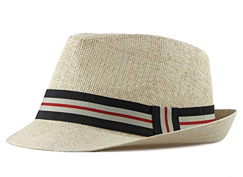 CHENNUO Panamahüte Fedora Hut Trilby Strohhut Herren & Damen Sommerhut Beach Hut Sonnenhut (Beige) von CHENNUO