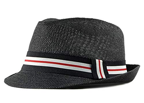 CHENNUO Panamahüte Fedora Hut Trilby Strohhut Herren & Damen Sommerhut Beach Hut Sonnenhut (Schwarz) von CHENNUO