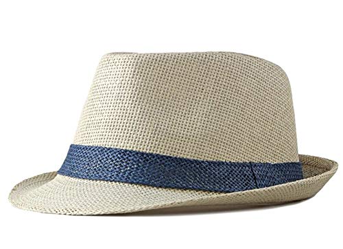 CHENNUO Panamahüte Trilby Strohhut Fedora Sommerhut Herren Breite Krempe Strandhut Sonnenhut (Beige-1) von CHENNUO