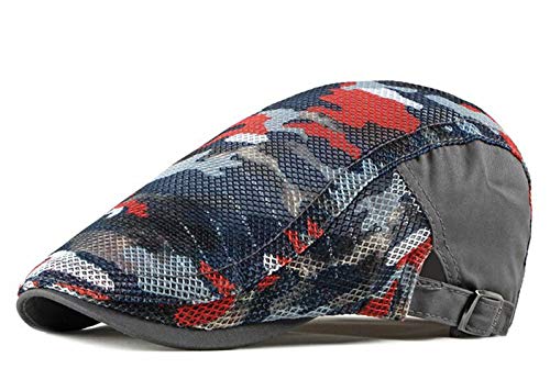 CHENNUO Sommer Camouflage Schirmmütze Herren Breathable Mesh Schiebermütze Kappe Flatcap (Grau) von CHENNUO
