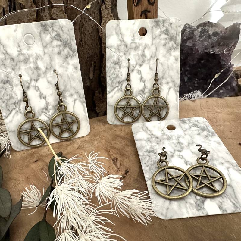 Pentagram Ohrringe - Hexenschmuck/ Ohrhänger/Edelstahl von ChenoasZaubergarten