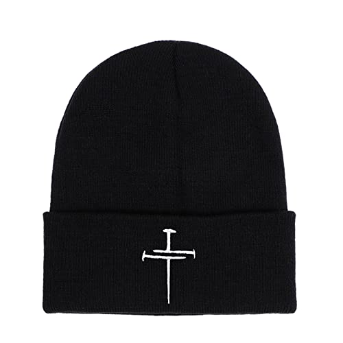 YUNXIBASECAP Mütze mit Stickerei, Buchstaben, sehr lässig, für Herren und Damen, gestrickt, Wintermütze, Hip-Hop, Skullies, Mütze, Schwarz, Schwarz, Einheitsgröße-M von YUNXIBASECAP