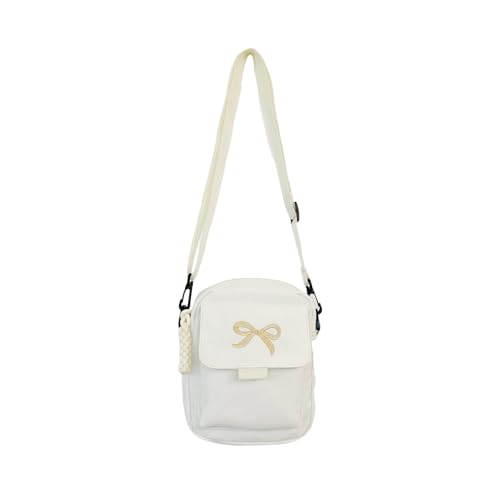 Chenxi Studio Elegante Nylon-Umhängetasche mit verstellbarem Riemen, Schleife, Crossbody-Tasche, Umhängetasche für Pendler oder Freizeit, Reisen, Büro, weiß, One Size Chenxi Studio Elegante Nylon-Umhängetasche mit verstellbarem Riemen, Schleife, Crossbody-Tasche, Umhängetasche für Pendler oder Freizeit, Reisen, Büro, weiß, One Size von Chenxi Studio
