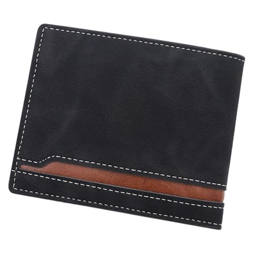 Chenxi Studio Herren-Geldbörse, PU-Leder, mit reichlich Kartenaufbewahrung, Multi-Kartenhalter, Geldbörse, geeignet für verschiedene Anlässe, stilvolle Vintage-Geldbörse, Schwarz , Mass Beauty von Chenxi Studio