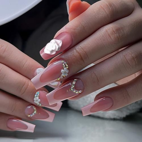 Chenxi Studio Press on Nails Ballerinas Sarg Fake Nails Designs Stick on Nails Full Covers Falsche Nägel Acryl Kleber auf Nägel Frauen von Chenxi Studio