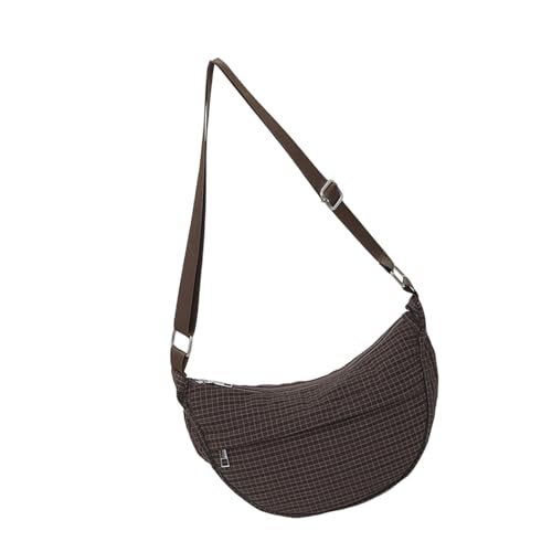 Chenxi Studio Retro-Umhängetasche für Damen, große Kapazität, Umhängetasche, einfache Knödel, kariert, Messenger für tägliche Reisen, große Kapazität, Schulterknödel, Retro-Karo, Crossbody, coffee von Chenxi Studio