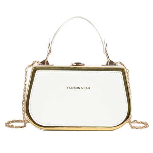 Chenxi Studio Umhängetasche aus PU-Leder für Damen, Box-Tasche, Kette, Handtasche, Crossbody, einfaches Pendeln, Bonbonfarben, Kurierbox, Bonbonfarben, Schulterkette, Handtasche, PU-Leder, weiß, One Chenxi Studio Umhängetasche aus PU-Leder für Damen, Box-Tasche, Kette, Handtasche, Crossbody, einfaches Pendeln, Bonbonfarben, Kurierbox, Bonbonfarben, Schulterkette, Handtasche, PU-Leder, weiß, One von Chenxi Studio