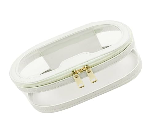 Make-up-Pinsel-Etui, Kulturbeutel, Make-up-Tasche, große Kapazität, tragbar, transparent, Pinselhalter, große Kapazität, Kosmetik, Reise-Kulturbeutel, tragbar für Damen, weiß, Mass Beauty von Chenxi Studio