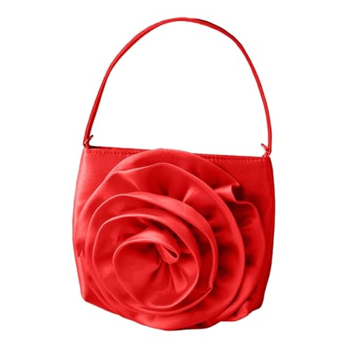 Orientalisch inspirierte Abendtasche, luxuriöse Handtasche, Blume, Schultertasche, Umhängetasche, mit Kette, für Hochzeit oder Party, elegante Handtasche, rot, One Size von Chenxi Studio